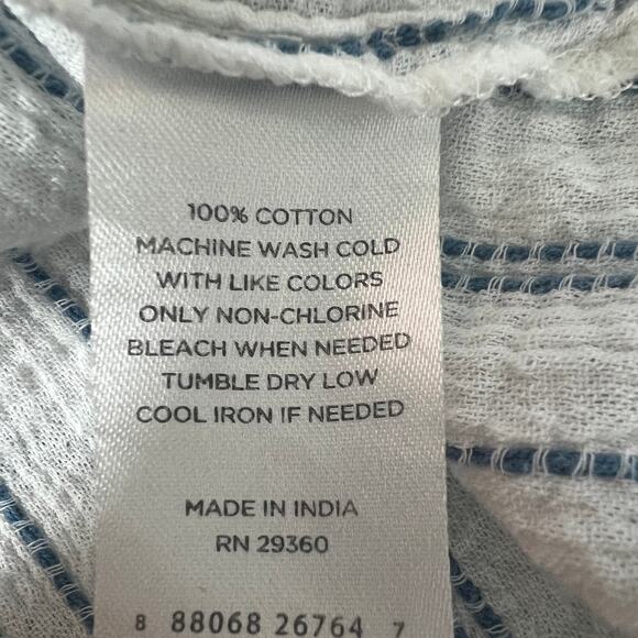 Dip Women's V-Neck 3/4 Sleeve Striped Blue & White Women's Boho Top Size Medium - Picture 9 of 11